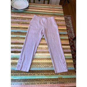 J.Jill XS Light Pink LINEN Blend Stretch Button Detail Slim Pants Boho Career